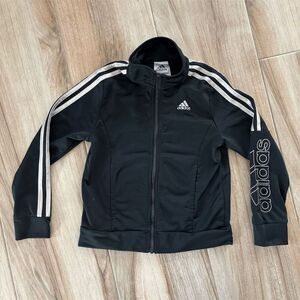 Adidas Youth Track Jacket Black White Size 7-8 Unisex Kids Activewear